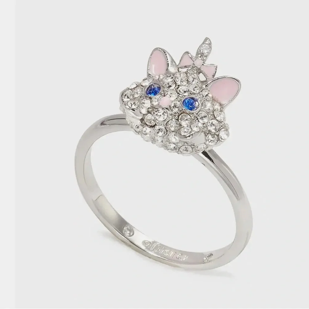 Kate Spade & Disney silver ring with pink, blue & rhinestone Aristocat Marie - Picture 1 of 4